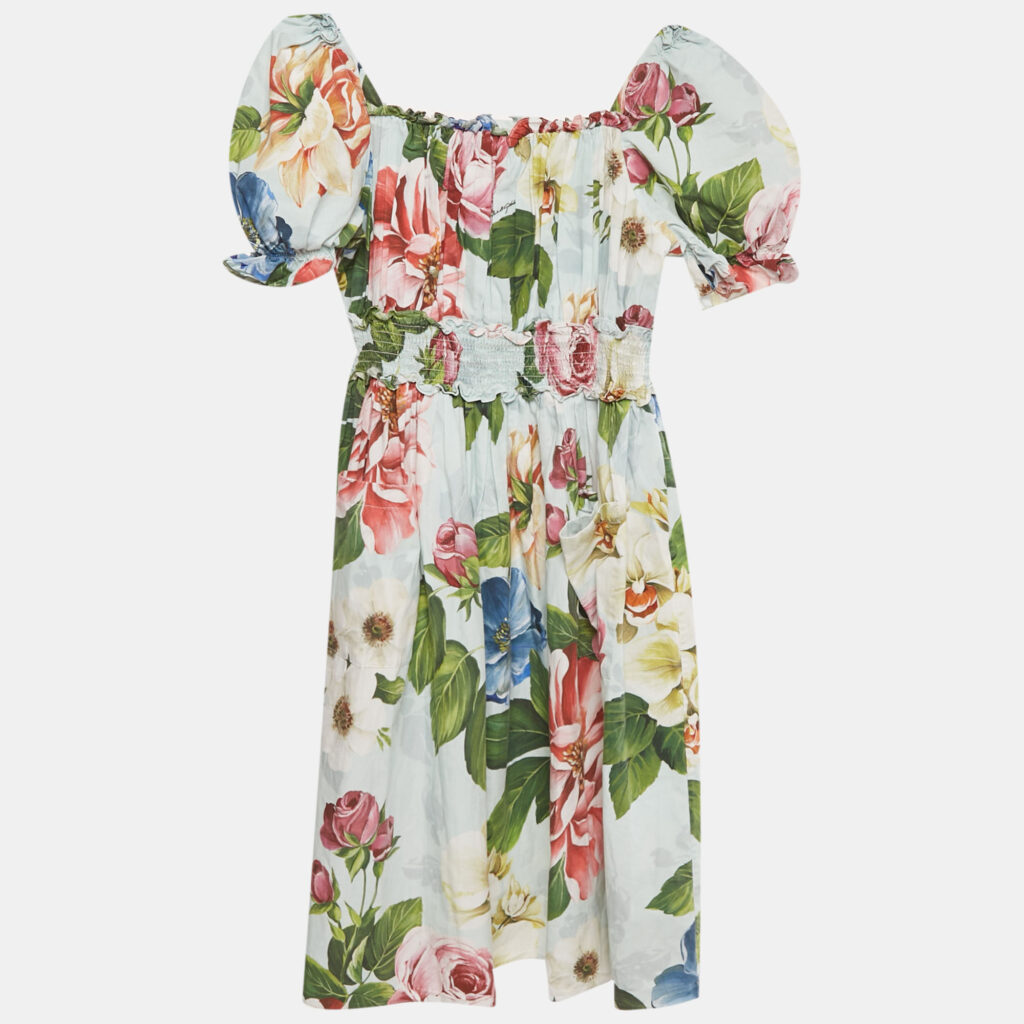 luxury-kids-dolcegabbana-used-girls-p1240894-006-1.jpg Dolce & Gabbana Kids Blue Floral Print Poplin Dress 11-12Yrs