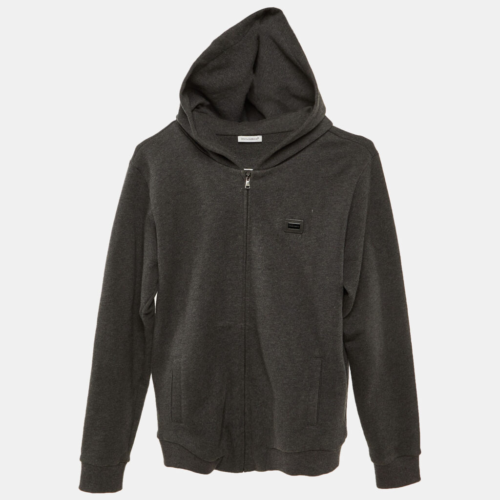 Dolce & Gabbana Kids Grey Cotton Hooded Jacket Size 11/12 Yrs Dolce & Gabbana Kids Grey Cotton Hooded Jacket Size 11/12 Yrs