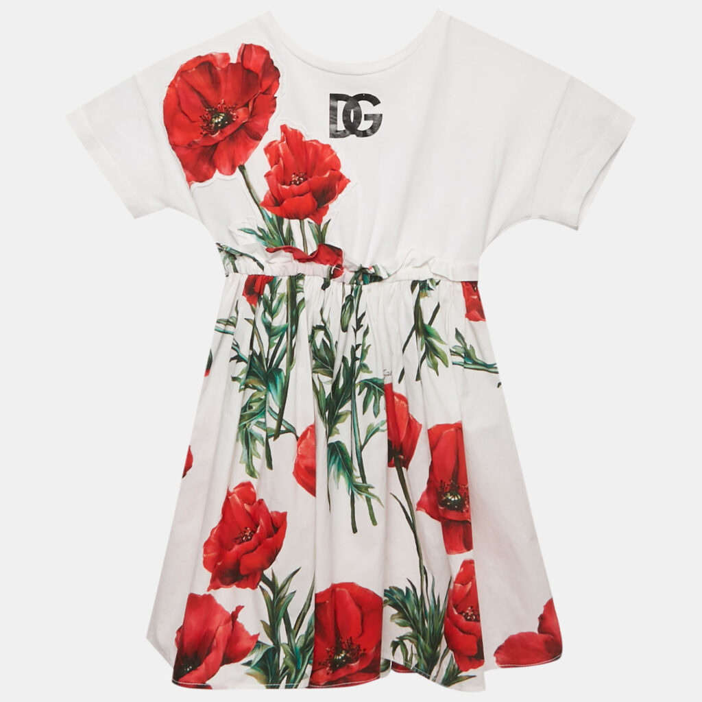 luxury-kids-dolcegabbana-used-girls-p1247363-001-1.jpg Dolce & Gabbana Kids White/Red Poppy Print Cotton Happy Garden Dress 3Y