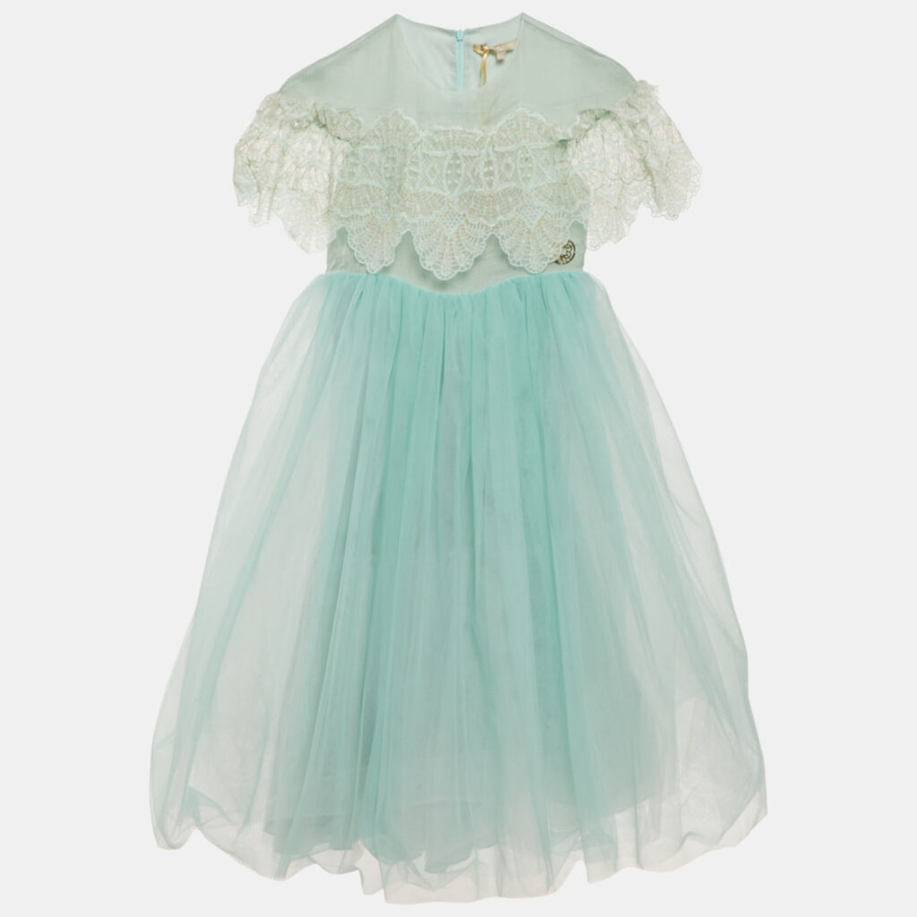 Elie Saab Junior Mint Green Lurex Lace Trim Tulle Dress 8 Yrs