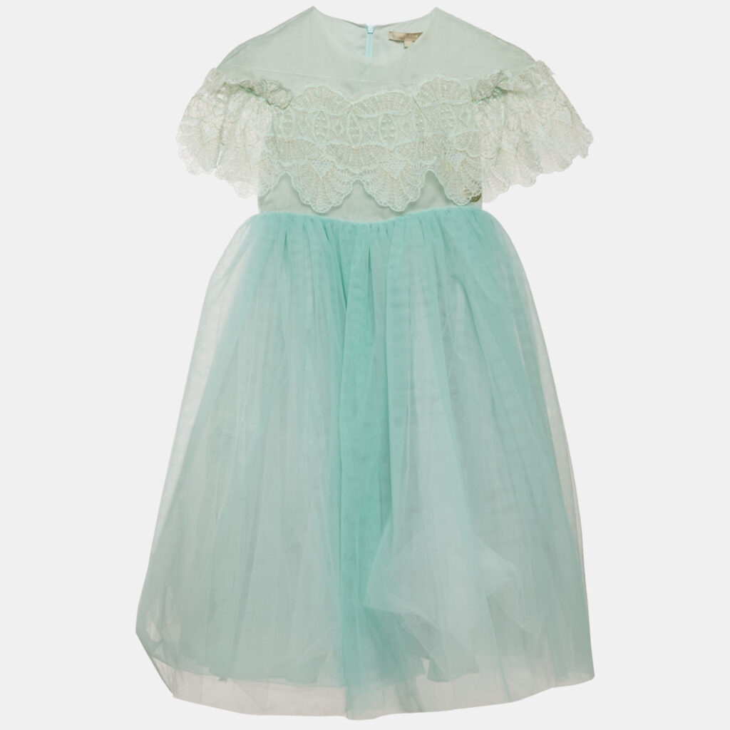 Elie Saab Kids Mint Green Lurex Lace Trim Tulle Dress 8Yrs