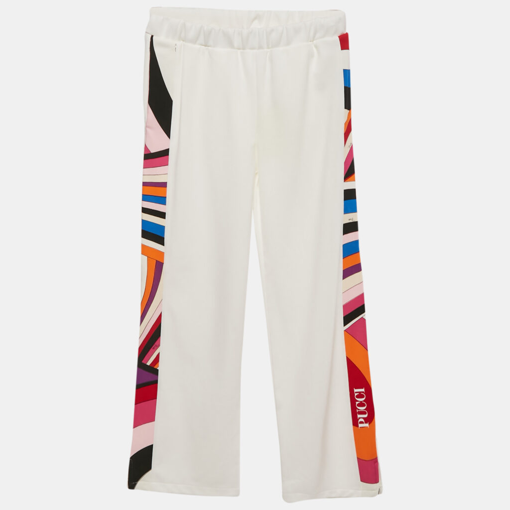 Emilio Pucci White Jersey Iris Print Straight Joggers 12 Yrs Emilio Pucci White Jersey Iris Print Straight Joggers 12 Yrs
