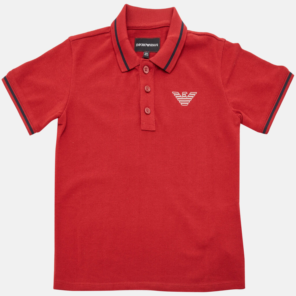 Emporio Armani Kids Red Eagle Logo Print Cotton Pique Polo T-Shirt 6 yrs Emporio Armani Kids Red Eagle Logo Print Cotton Pique Polo T-Shirt 6 yrs