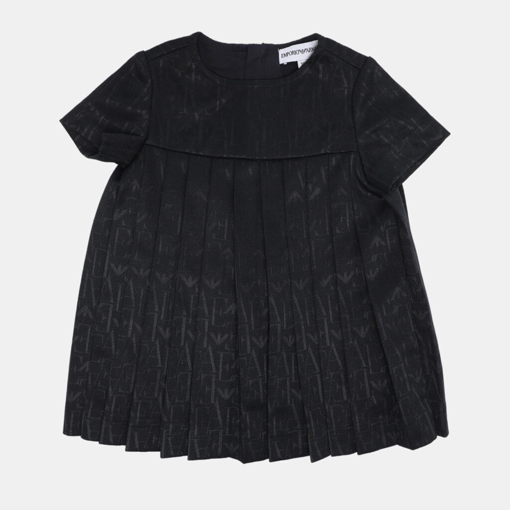 Emporio Armani Black Jersey Pleated Dress 9M