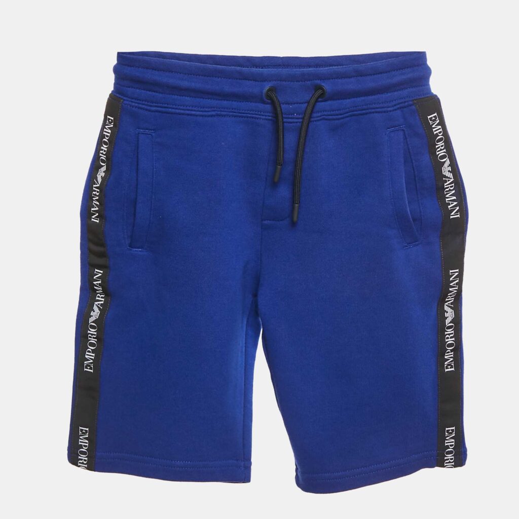 Emporio Armani Kids Blue Logo Band Trim Cotton Jersey Shorts 6 Yrs Emporio Armani Kids Blue Logo Band Trim Cotton Jersey Shorts 6 Yrs