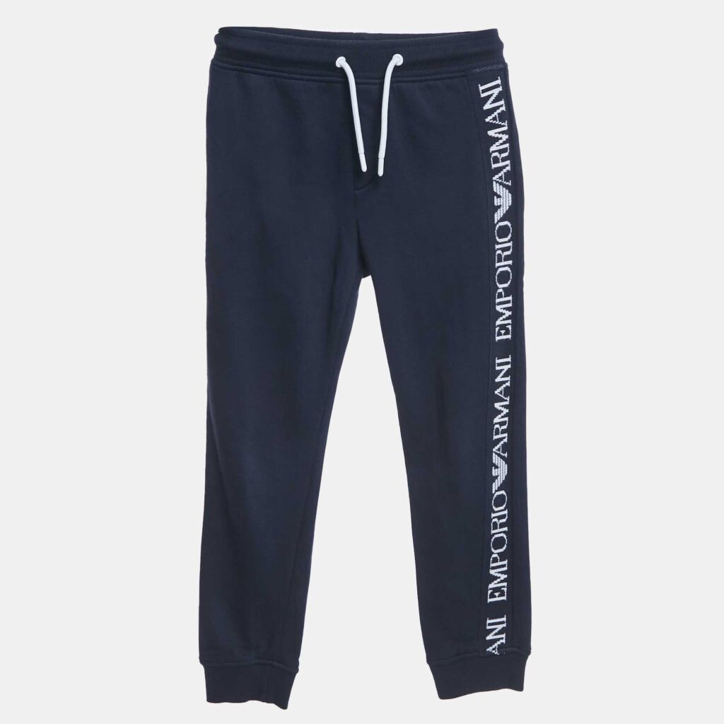 Emporio Armani Kids Navy Blue Logo Side Cotton Knit Sweatpants 7 Yrs Emporio Armani Kids Navy Blue Logo Side Cotton Knit Sweatpants 7 Yrs