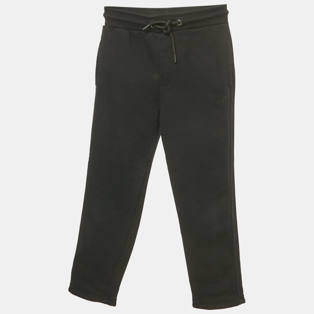 Emporio Armani Kids Black Cotton Knit Jogger Pants 5 Yrs