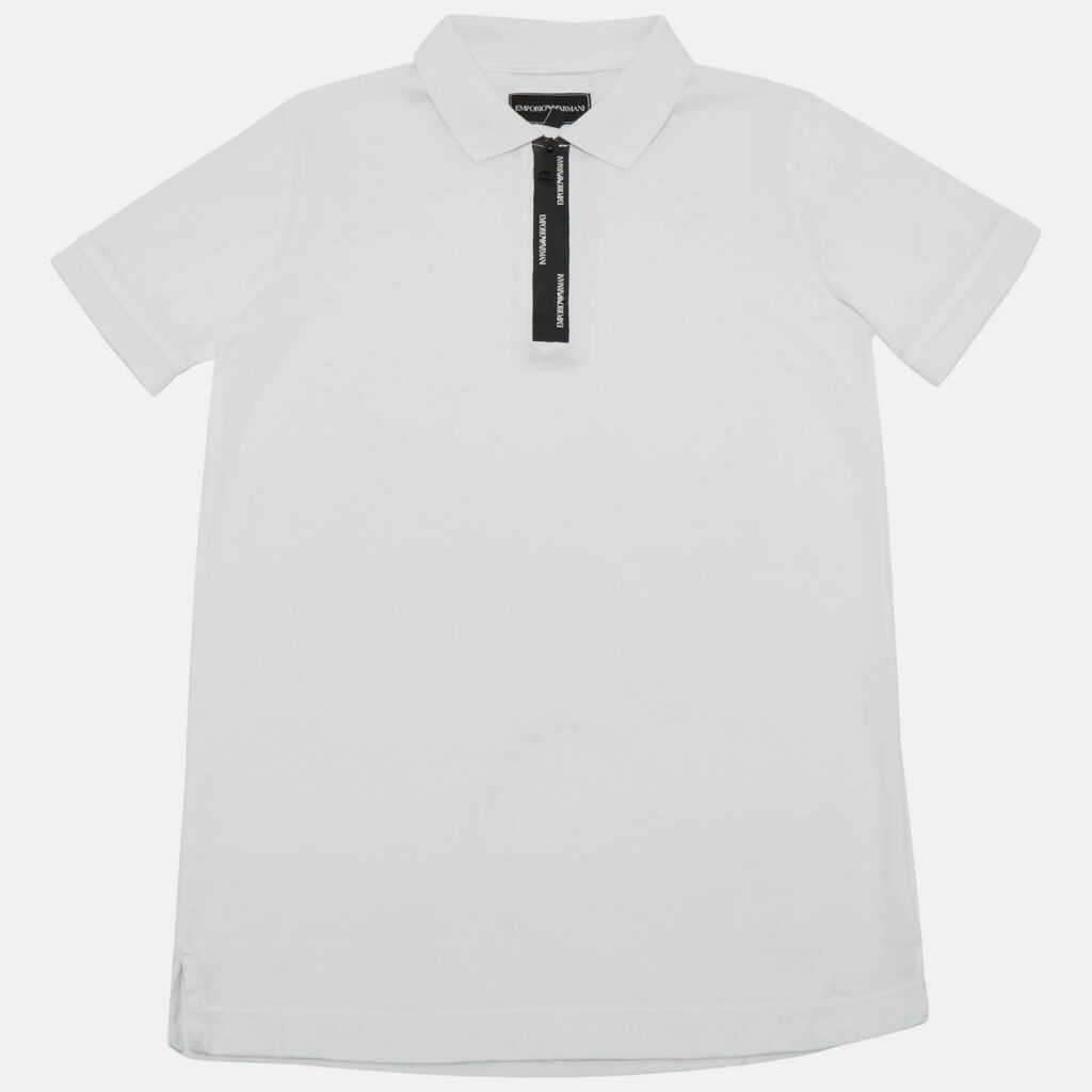 Emporio Armani Kids White Jersey Zipper Detail T-Shirt 10 Yrs Emporio Armani Kids White Jersey Zipper Detail T-Shirt 10 Yrs