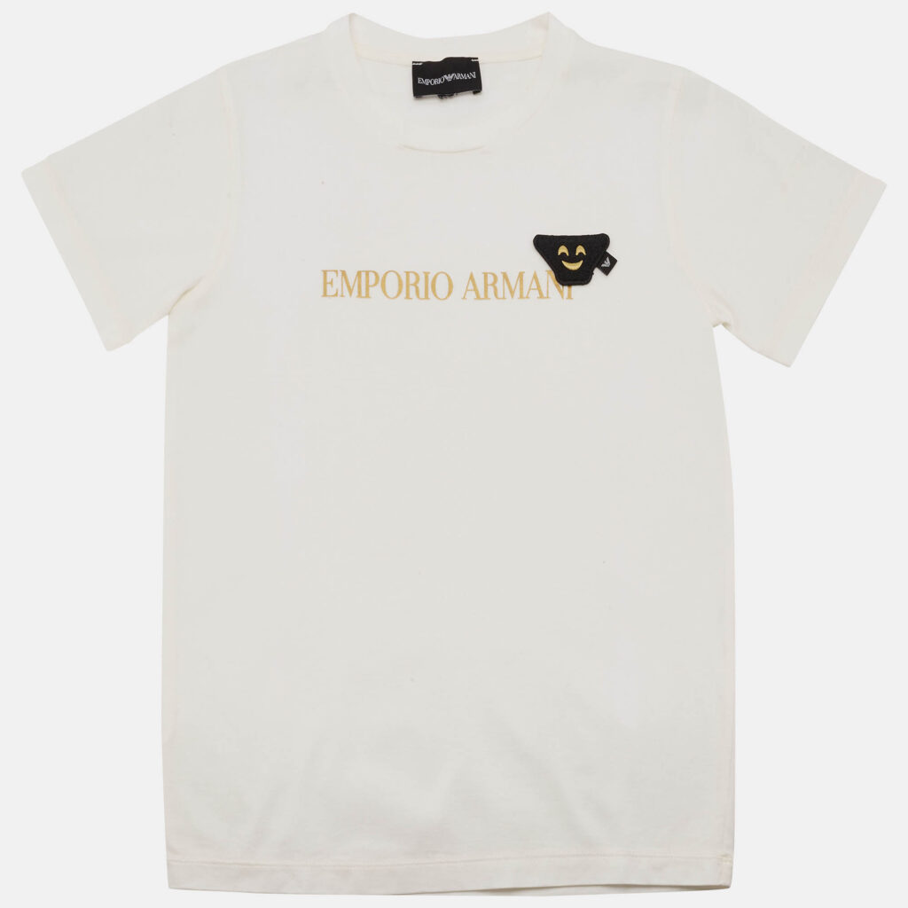 Emporio Armani Kids White Logo Printed Jersey T-Shirt 7 Yrs Emporio Armani Kids White Logo Printed Jersey T-Shirt 7 Yrs