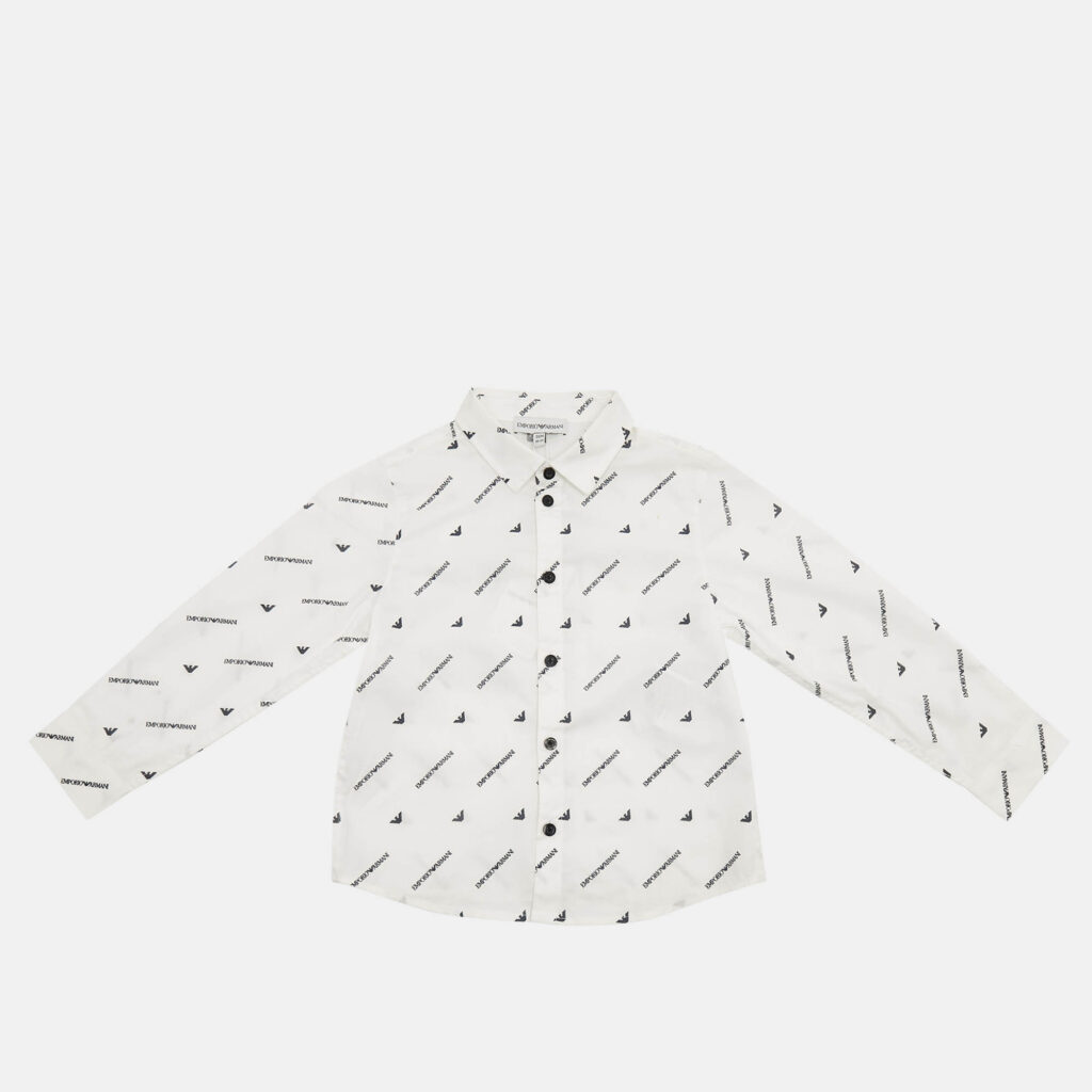 Emporio Armani Kids White Logo Print Cotton Shirt 36M Emporio Armani Kids White Logo Print Cotton Shirt 36M