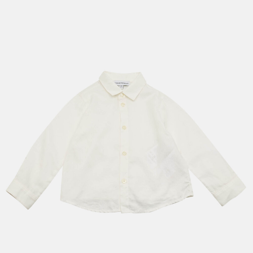 Emporio Armani Kids White Pattern Cotton Shirt 18M Emporio Armani Kids White Pattern Cotton Shirt 18M