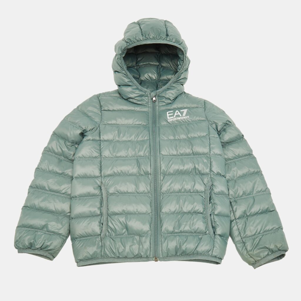 Emporio Armani Kids Sage Green Synthetic Printed Puffer Down Jacket 8 Yrs Emporio Armani Kids Sage Green Synthetic Printed Puffer Down Jacket 8 Yrs