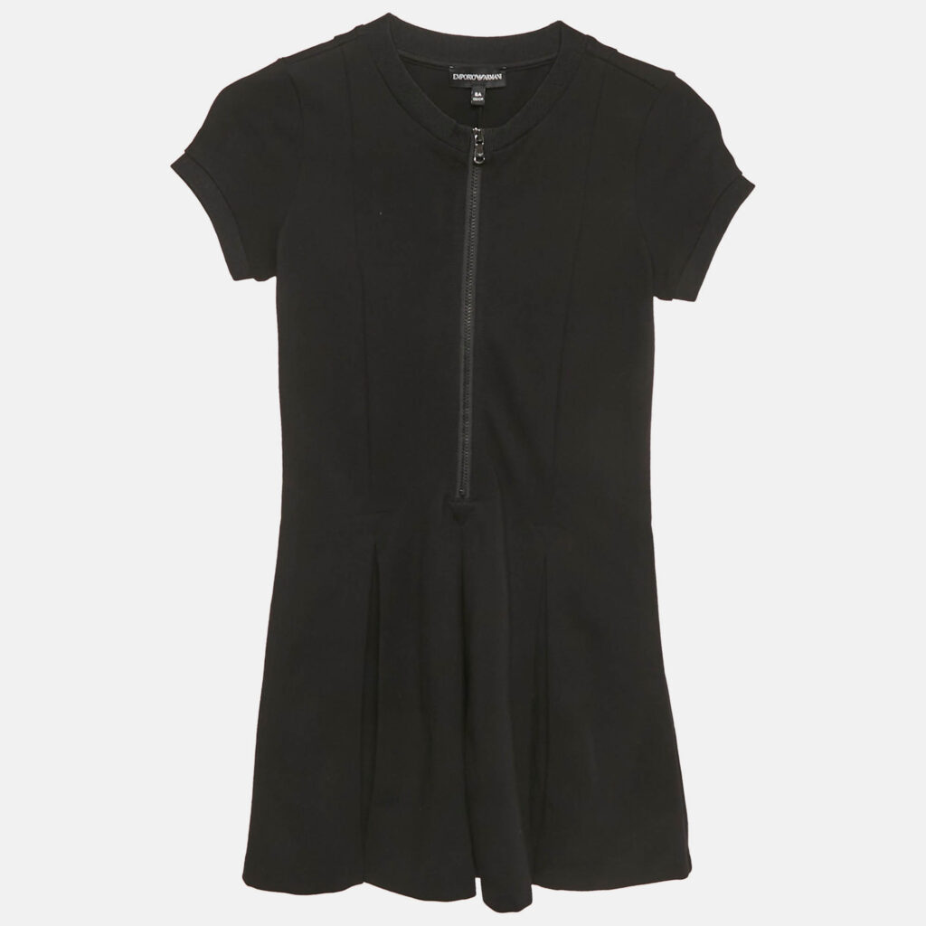 Emporio Armani Kids Black Jersey Pleated Short Dress 8Yrs Emporio Armani Kids Black Jersey Pleated Short Dress 8Yrs