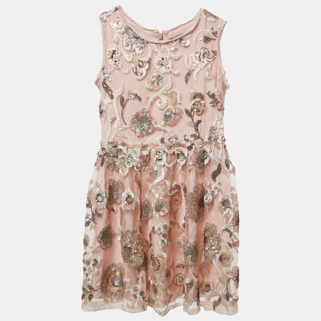 Ermanno Scervino Junior Pink Sequin Crepe Sleeveless Dress 6 Yrs Ermanno Scervino Junior Pink Sequin Crepe Sleeveless Dress 6 Yrs