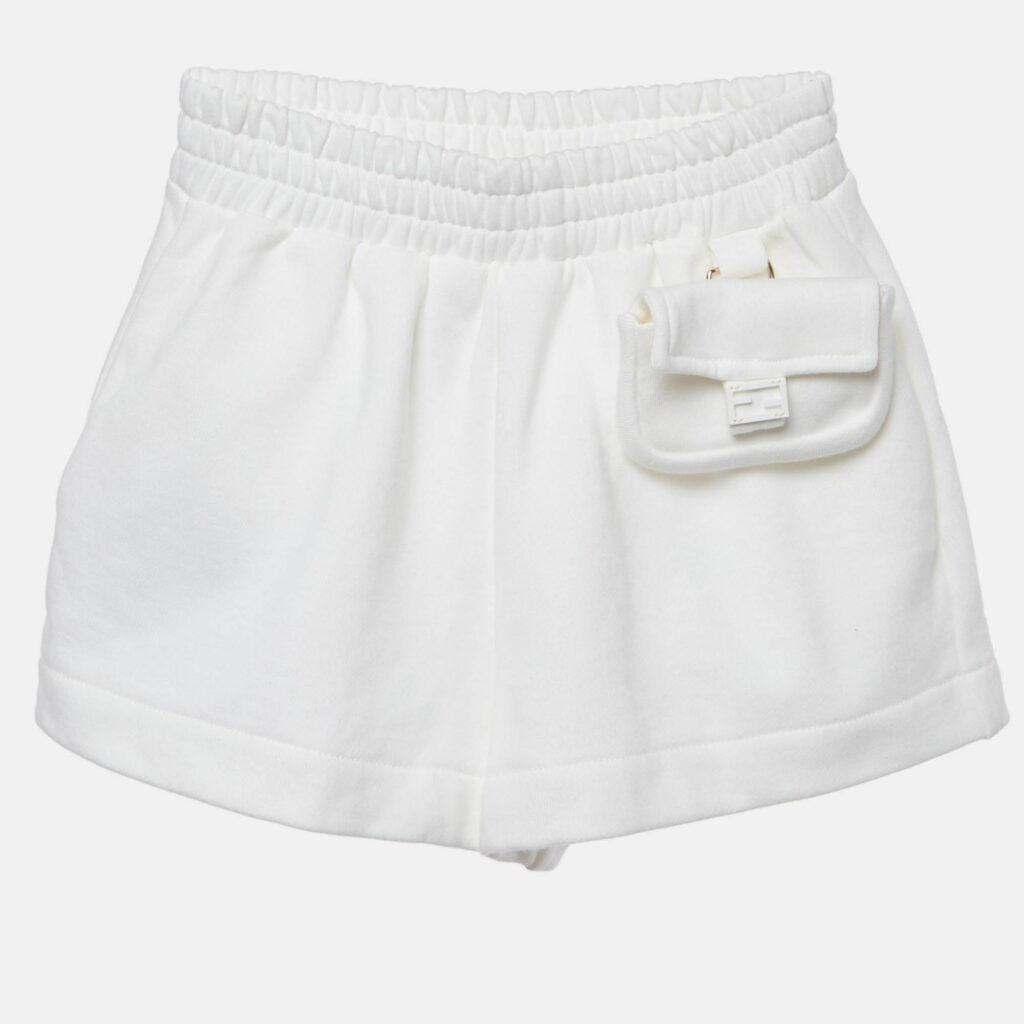 Fendi Kids White Cotton Felpa Shorts 6Yrs Fendi Kids White Cotton Felpa Shorts 6Yrs