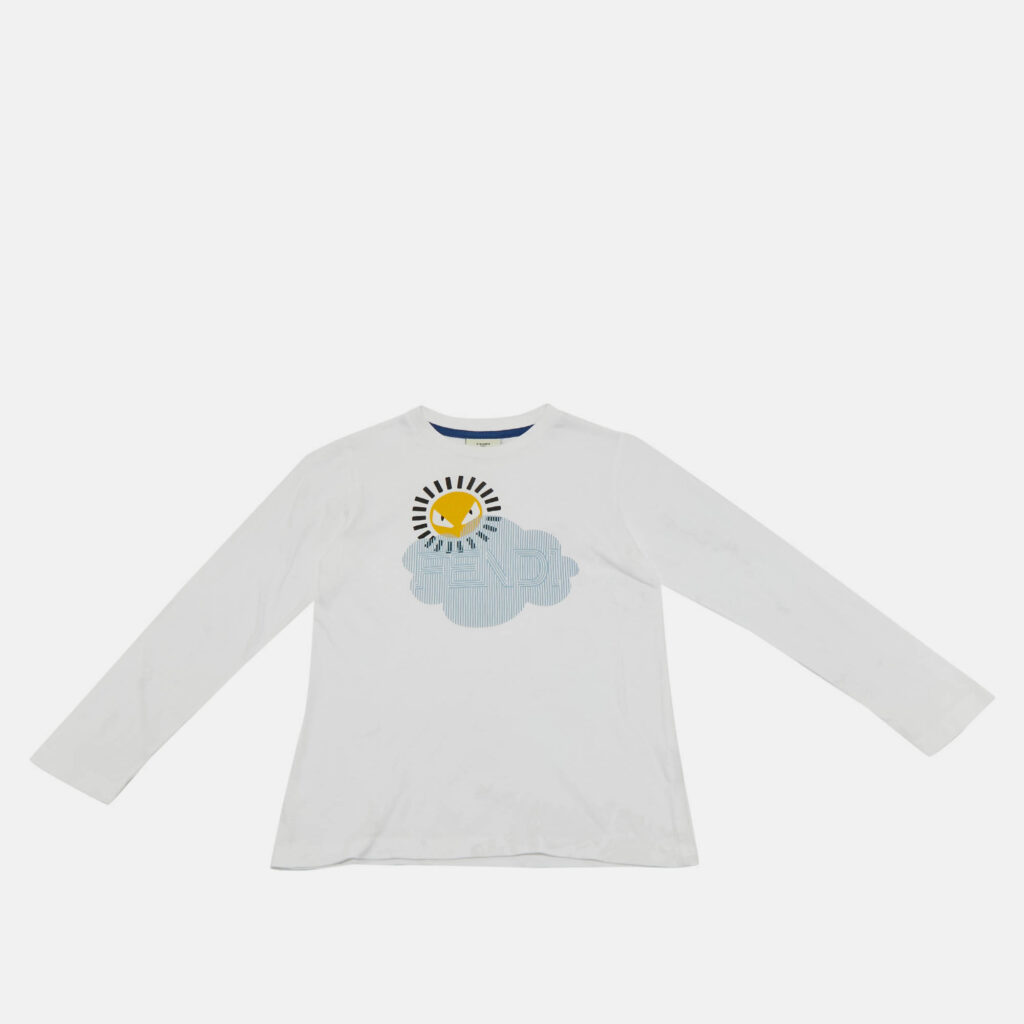 Fendi Kids White Fendi Cloud Print Jersey T-Shirt 7 Yrs Fendi Kids White Fendi Cloud Print Jersey T-Shirt 7 Yrs
