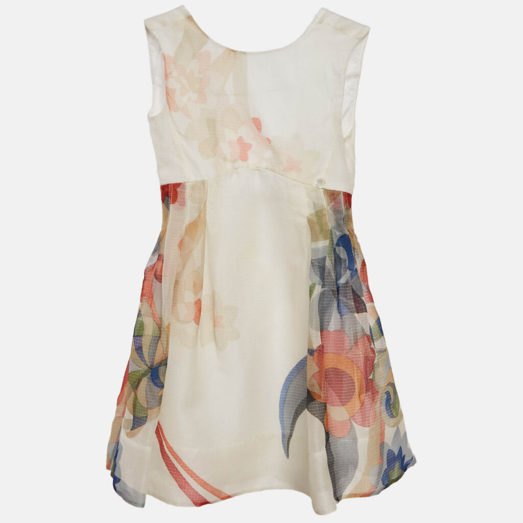Fendi Kids White Floral Print Silk Dress 4 Yrs