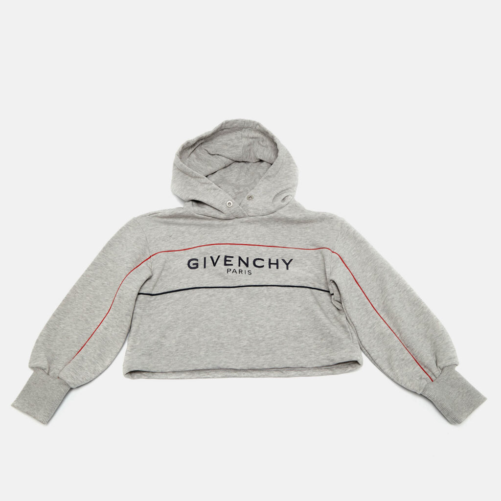 Givenchy Kids Grey Logo Embroidered Cotton Hoodie 6Yrs Givenchy Kids Grey Logo Embroidered Cotton Hoodie 6Yrs