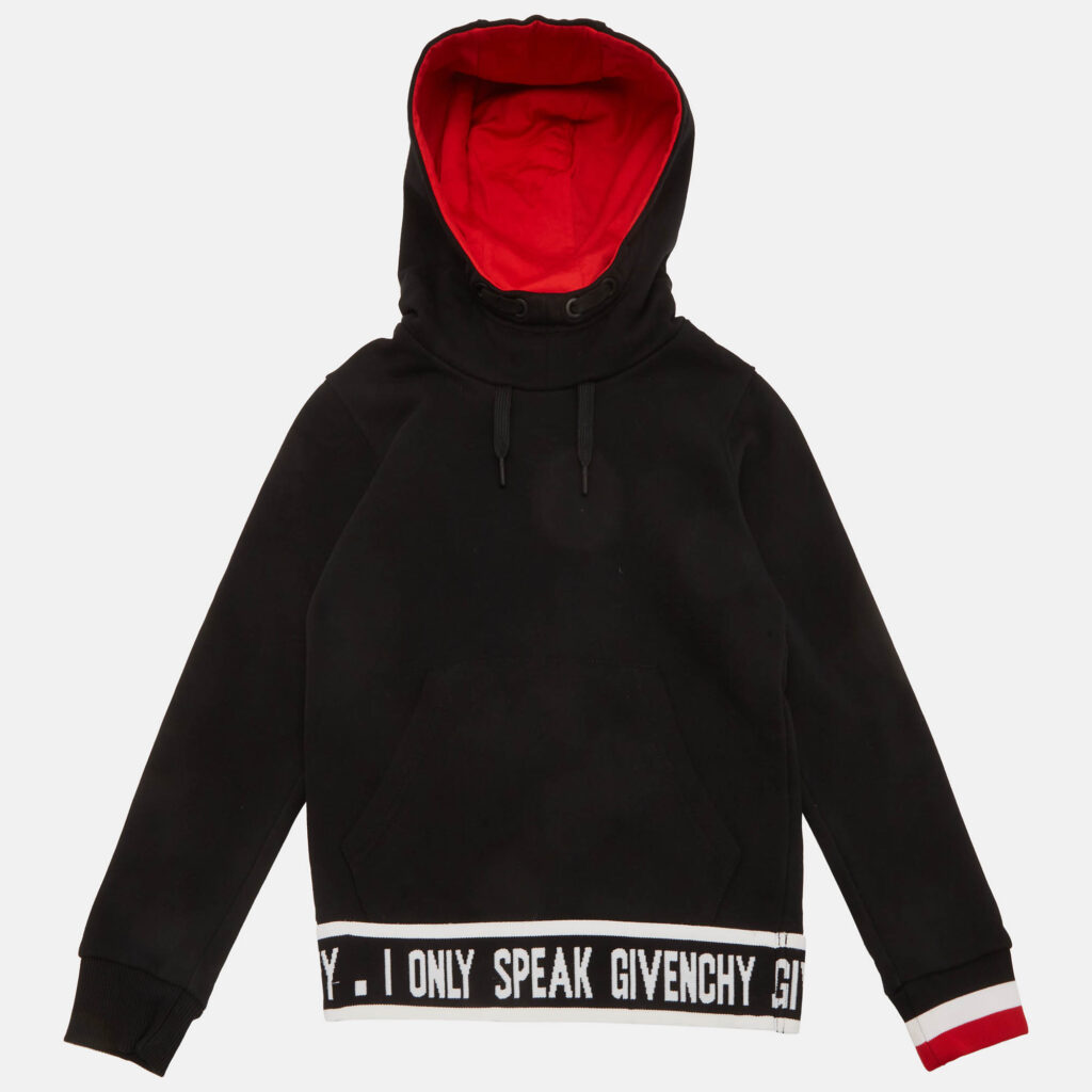Givenchy Black Kids Black Logo Band Detail Cotton Knit Hoodie 8 Yrs Givenchy Black Kids Black Logo Band Detail Cotton Knit Hoodie 8 Yrs