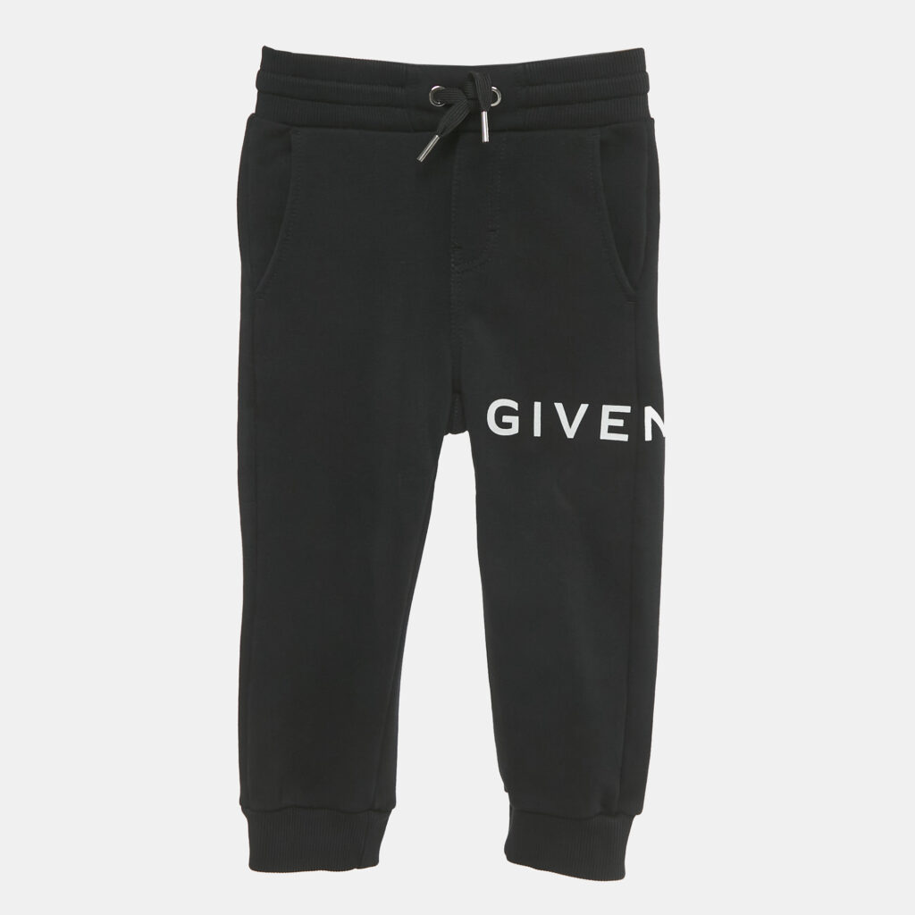 luxury-kids-givenchy-used-boys-p1219267-001.jpg Givenchy Kids Black Cotton Logo Print Joggers 4 Yrs