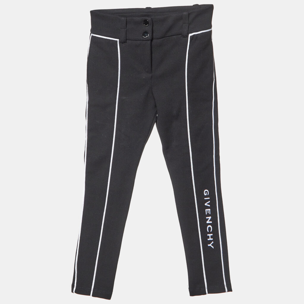 Givenchy Kids Black Cotton Blend Logo Embroidered Pants 4 Yrs Givenchy Kids Black Cotton Blend Logo Embroidered Pants 4 Yrs