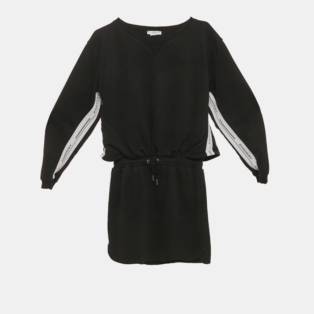 Givenchy Kids Black Cotton Logo Band Strip Tie Waist Dress 12 Yrs Givenchy Kids Black Cotton Logo Band Strip Tie Waist Dress 12 Yrs