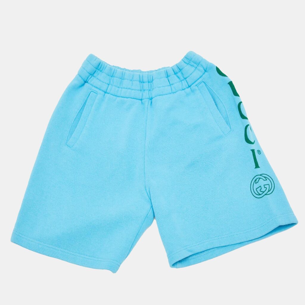 Gucci Kids Blue Logo Print Cotton Shorts 6 Yrs Gucci Kids Blue Logo Print Cotton Shorts 6 Yrs