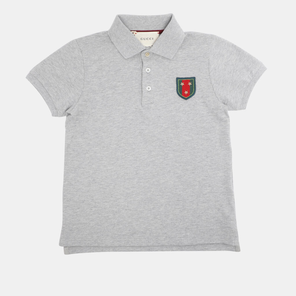 Gucci Grey Collar Jersey Polo T-Shirt 8 Yrs