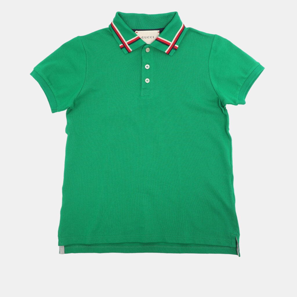 Gucci Green Web Collar Jersey Polo T-Shirt 8 Yrs
