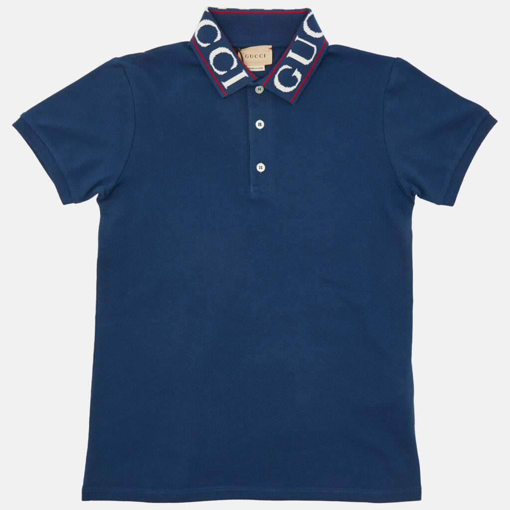 Gucci Kids Blue Cotton Logo Detail Polo T-Shirt Size 10 Yrs Gucci Kids Blue Cotton Logo Detail Polo T-Shirt Size 10 Yrs