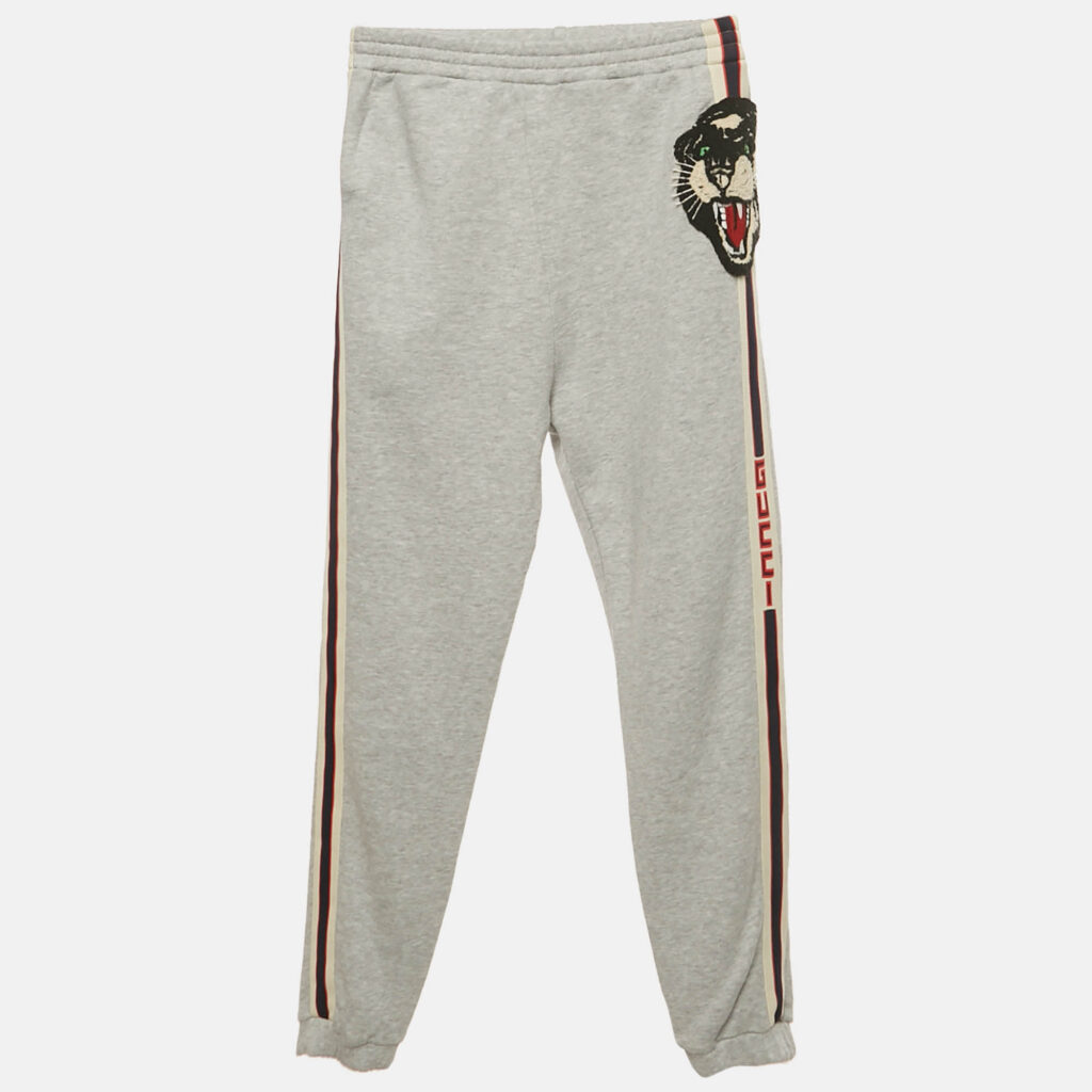Gucci Kids Grey Big Cotton Jersey Cat Applique Sweatpants 10 Yrs Gucci Kids Grey Big Cotton Jersey Cat Applique Sweatpants 10 Yrs