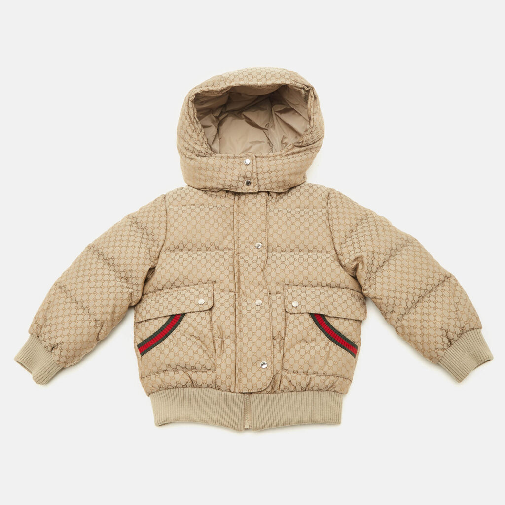 Gucci Kids Beige GG Print Nylon Down Jacket 12/18M Gucci Kids Beige GG Print Nylon Down Jacket 12/18M