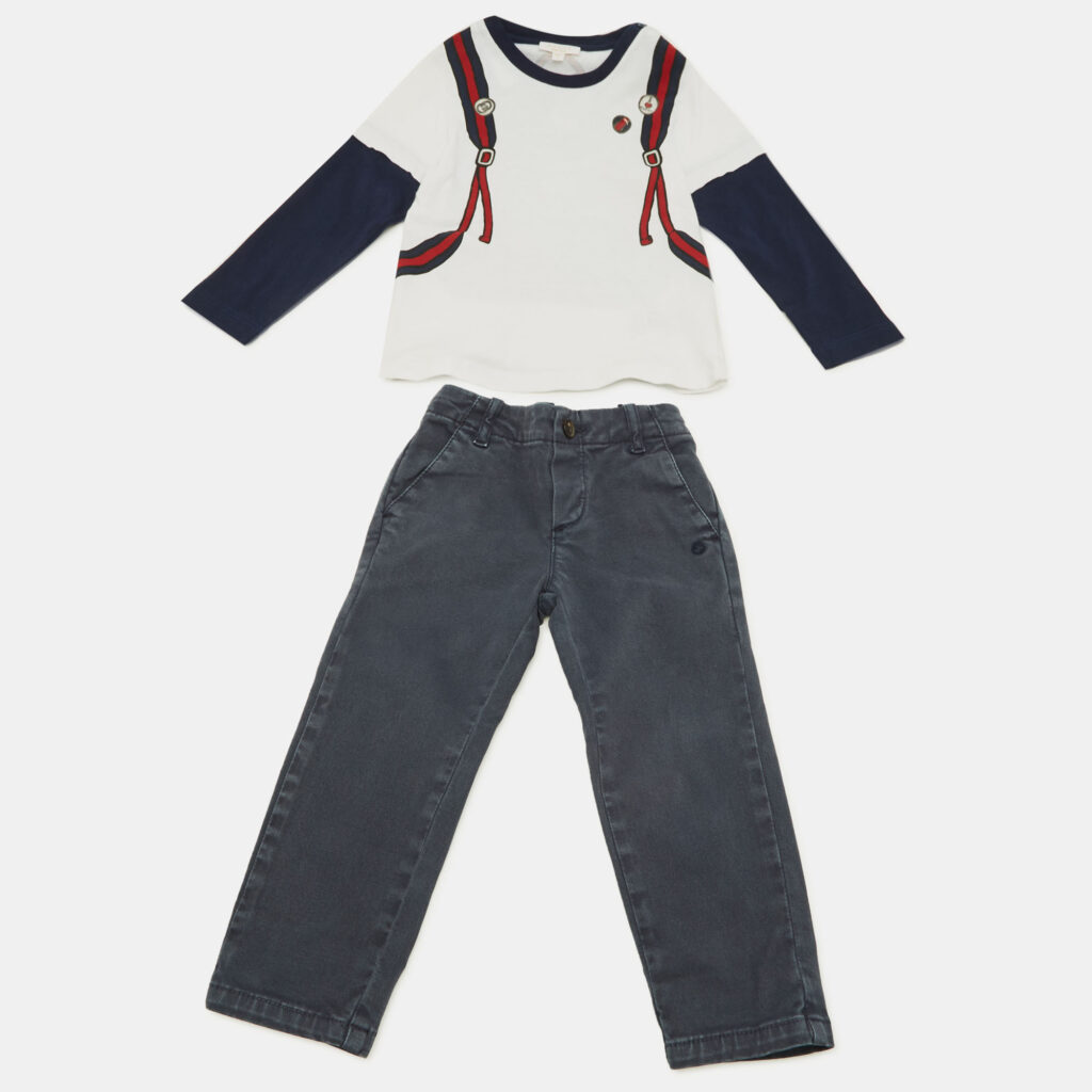 Gucci Kids White / Blue Cotton T-Shirt & Denim Set 18/24 Months Gucci Kids White / Blue Cotton T-Shirt & Denim Set 18/24 Months