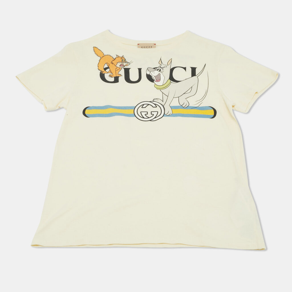 Gucci Kids Cream Logo Cartoon Print Jersey T-Shirt 10Yrs Gucci Kids Cream Logo Cartoon Print Jersey T-Shirt 10Yrs