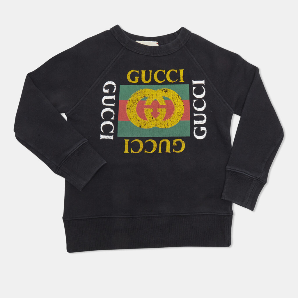 Gucci Kids Black Logo Print Cotton Sweater 4Yrs Gucci Kids Black Logo Print Cotton Sweater 4Yrs