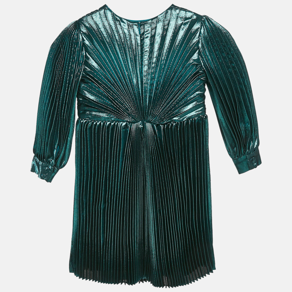 Gucci Kids Green Lamé Pleated Dress 5 Yrs Gucci Kids Green Lamé Pleated Dress 5 Yrs