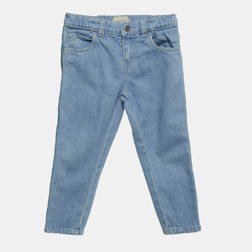 luxury-kids-gucci-used-girls-p1219594-001-1.jpg Gucci Kids Blue Web Trim Denim Jeans 36M