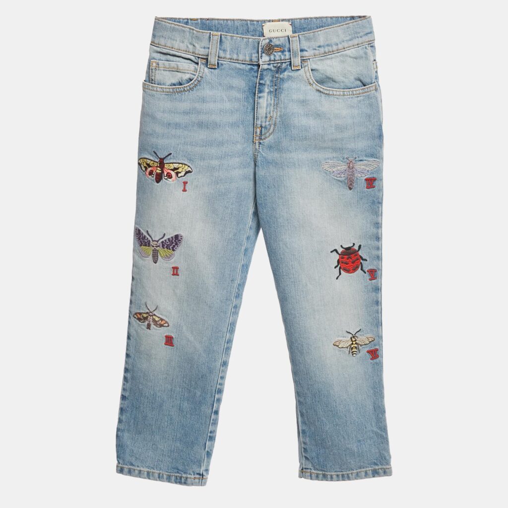 Gucci Blue Butterfly Embroidered Denim Jeans 8Yrs/Waist 23" Gucci Blue Butterfly Embroidered Denim Jeans 8Yrs/Waist 23"