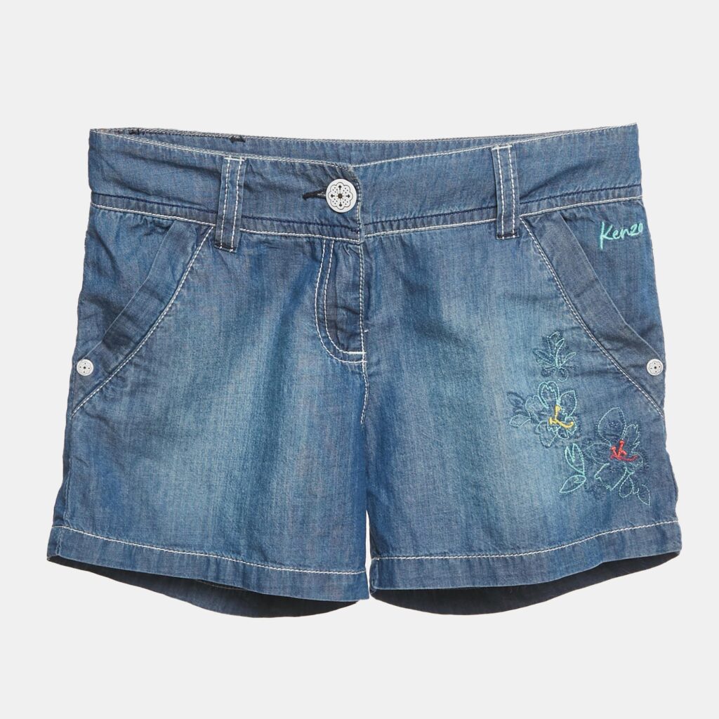 Kenzo Blue Floral Embroidered Denim Shorts 10 Yrs Kenzo Blue Floral Embroidered Denim Shorts 10 Yrs