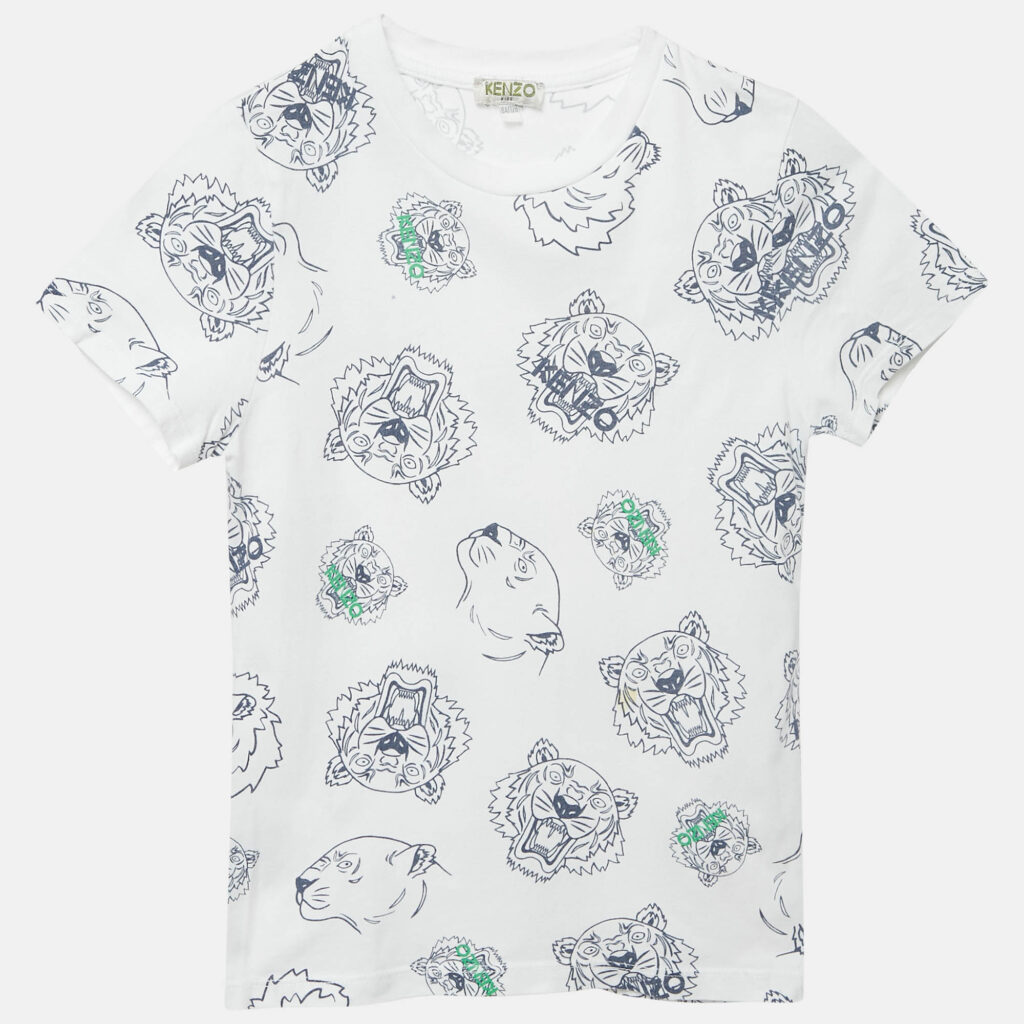 Kenzo Kids White Multi-Icon Print Cotton T-Shirt 8 Yrs Kenzo Kids White Multi-Icon Print Cotton T-Shirt 8 Yrs