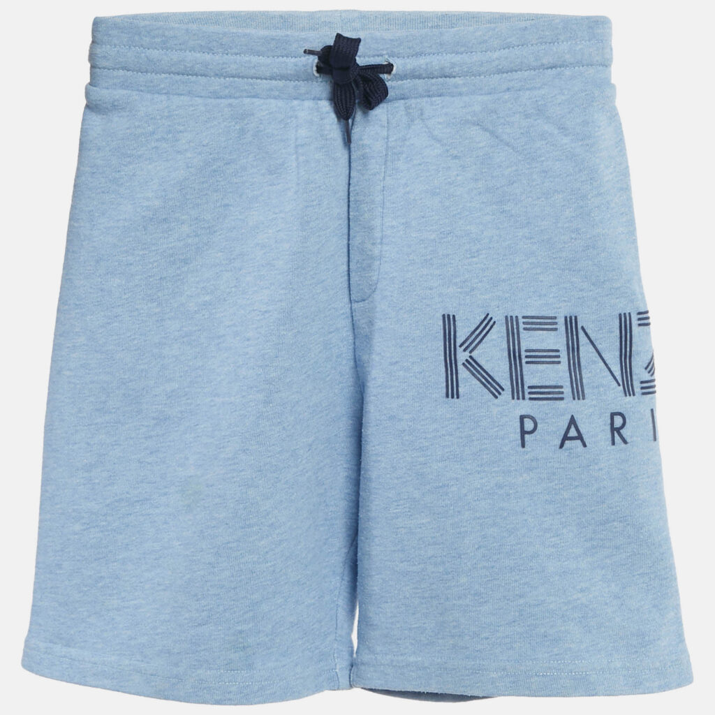 Kenzo Blue Cotton Logo Applique Drawstring Shorts 8Yrs Kenzo Blue Cotton Logo Applique Drawstring Shorts 8Yrs
