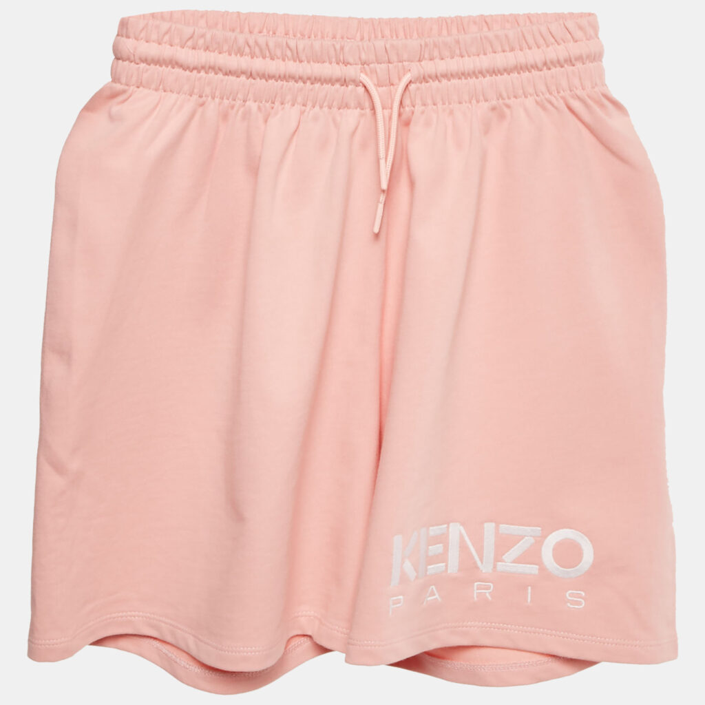 luxury-kids-kenzo-used-girls-p1175057-007-1.jpg Kenzo Pink Logo Embroidered Cotton Knit Shorts 12 Yrs