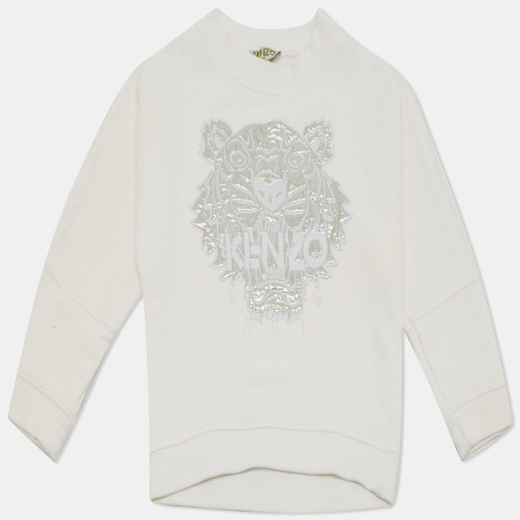 Kenzo Kids White Tiger Embroidered Cotton Sweatshirt 4Yrs Kenzo Kids White Tiger Embroidered Cotton Sweatshirt 4Yrs