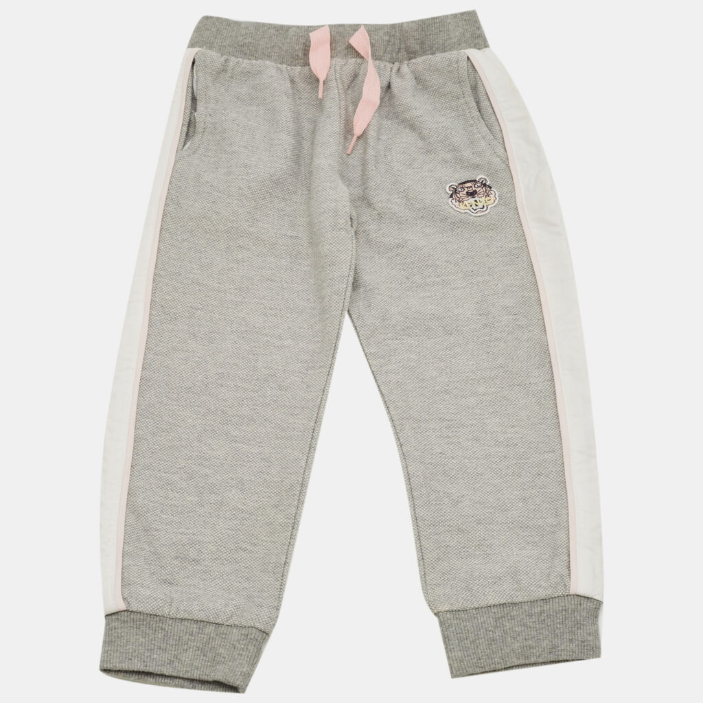 Kenzo Kids Grey Logo Applique Cotton Joggers 4Yrs