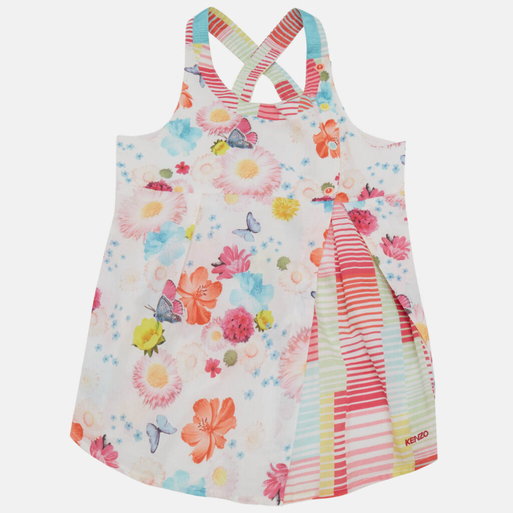 Kenzo Kids Multicolor Floral Print Cotton Dress 12Yrs Kenzo Kids Multicolor Floral Print Cotton Dress 12Yrs