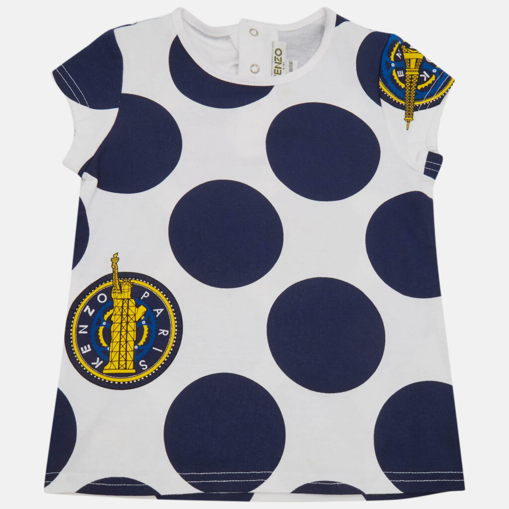 Kenzo Kids White/Blue Polka Dots Print Cotton Top 4Yrs Kenzo Kids White/Blue Polka Dots Print Cotton Top 4Yrs