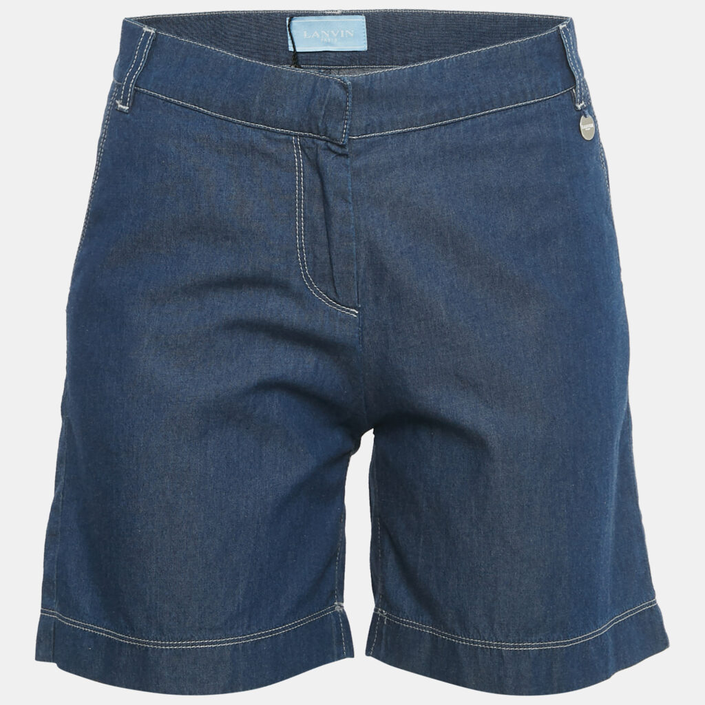 Lanvin Kids Blue Pocket Embroidered Chambray Shorts 14Yrs Lanvin Kids Blue Pocket Embroidered Chambray Shorts 14Yrs