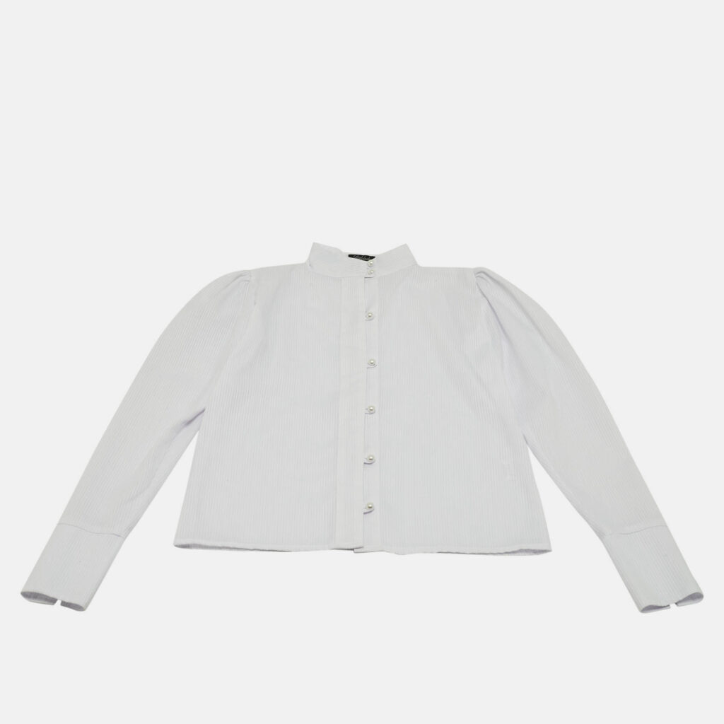 Little Lady Empire Kids White Stripe Cotton Pearl Button Detail Blouse 8 Yrs