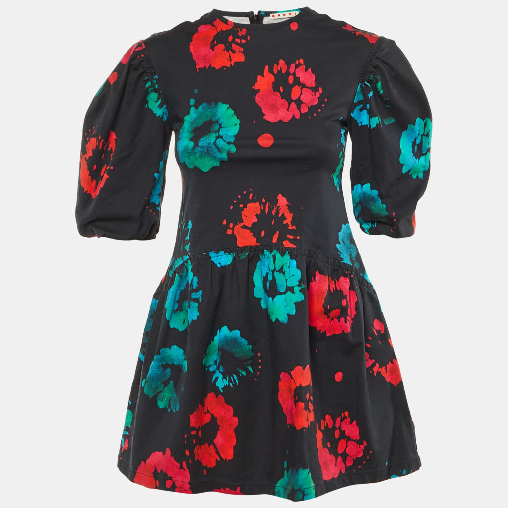 Marni Kids Black Printed Cotton Dress 10 Yrs Marni Kids Black Printed Cotton Dress 10 Yrs