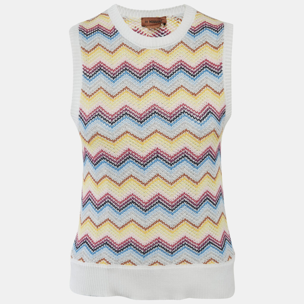 Missoni Kids Multicolor Chevron Knit Gilet 14 Yrs Missoni Kids Multicolor Chevron Knit Gilet 14 Yrs